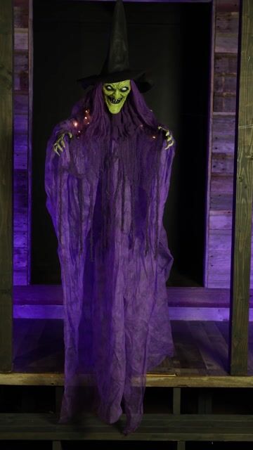 Ever wish you had a buddy to enjoy creating magic and reading spell books with? Then this exclusive 7FT Luxara the Lavender Witch Hanging Decoration is sure to be a great fit to your Halloween display.