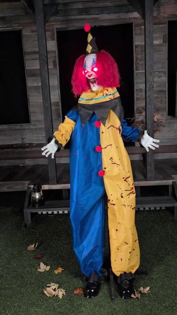 Bring unsettling vibes to your scene with Ned the Nightmare Clown Animated Decoration, a spooky addition to any haunted Halloween decor.
