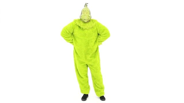 EL400663PL Plus Size The Grinch Adult Deluxe Jumpsuit with Latex Mask