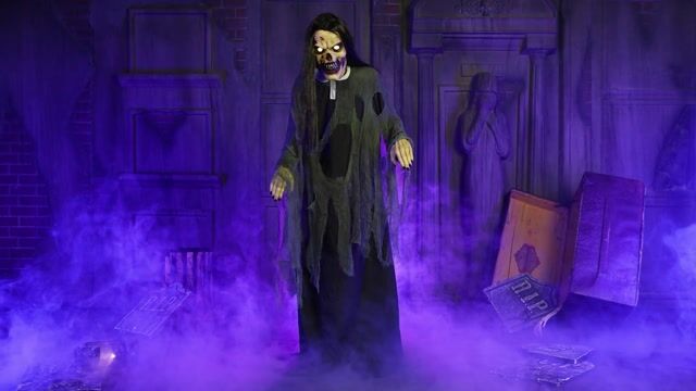 FUN96989FM 5 ft Lumbering Lady Zombie Animatronic Decoration