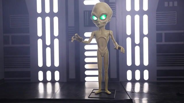 Bring extraterrestrial terror to Earth with this 4.5FT Roswell Alien animatronic! Glowing eyes, eerie movements, and unsettling sounds make it a must for sci-fi-themed haunts.