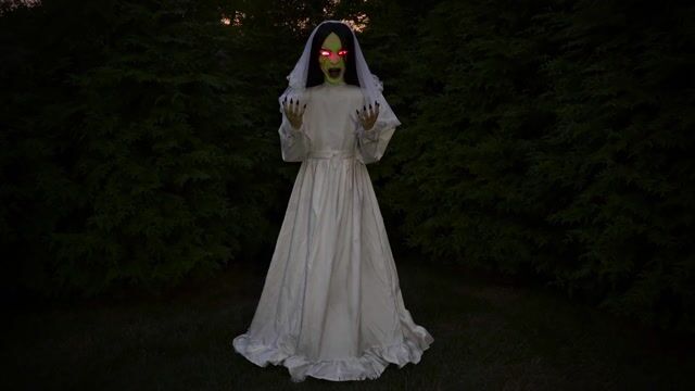 Bring dark fantasy to life with Mary the Unhappily Ever After Animated prop. At 5.5 feet tall, this creepy character blends the look of a tragic bride with terrifying sound and motion effects that are sure to shock. A spine-chilling addition to any Halloween setup, she’s the perfect mix of fairy tale gone wrong and full-on horror.