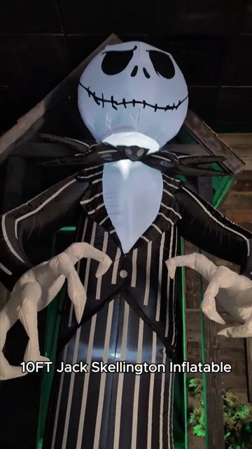 Bring Halloween Town home with the 10FT Disney Nightmare Before Christmas Jack Skellington Inflatable Decoration. It is perfect for spooky yard displays and Disney fans!
