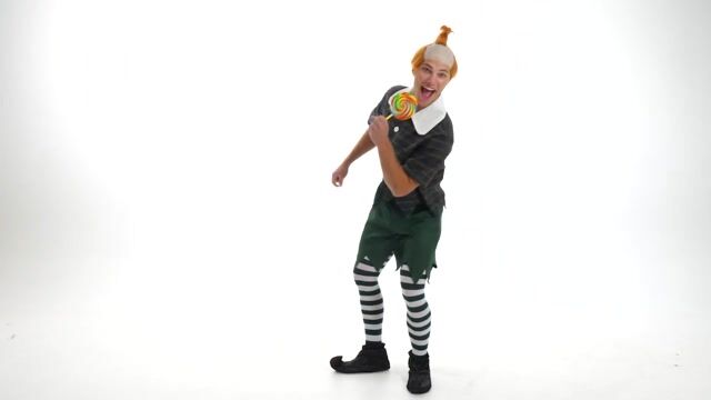 This adult green Munchkin costume is a funny costume to wear for Halloween.  Pair with the red Munchkin costume for a great group idea- the Lollipop Guild!