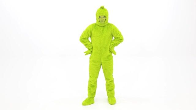 This exclusive Adult Dr. Seuss Open Face Grinch Costume allows you to breathe easy and relax in the fact that you are a mean one.