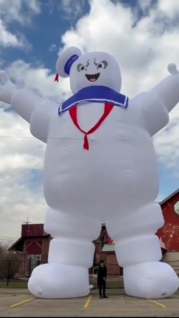 Bring the ultimate Ghostbusters spectacle to your home with this massive 50FT Stay Puft Marshmallow Man Inflatable Decoration! Towering over your Halloween display, this iconic ghostly giant will have your neighborhood buzzing with excitement—just hope the Ghostbusters don’t show up to take him down!