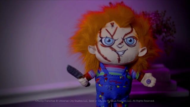 Terrify trick-or-treaters with the Child’s Play Chucky Waddler Decoration. It's lifelike, animated, and ideal for Halloween, yard décor, or horror cosplay setups.