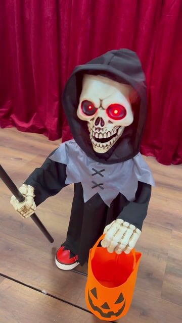 Have your own dancing skeleton for your Halloween setup when you grab this exclusive 3FT Lil Boo Bonez the Rapping Reaper Animatronic Decoration! It even sings a little spooky song too!
