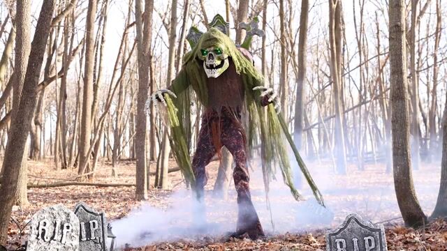Bring a spine-chilling presence to your haunted scene with the Animated Tony Tombstone the Graveyard Caretaker Prop! With eerie movements and haunting phrases, this gravedigger is always ready to welcome new guests—permanently.