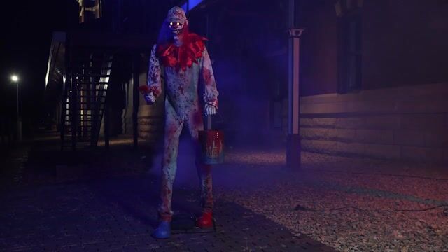 Add a splash of terror to your display with 7FT Animated Arty the Clown Halloween Decoration! This towering evil painter comes to life with sinister movement, creepy sounds, and blood-red brushstrokes.