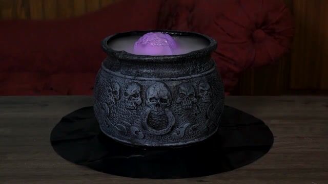 SNZ194552 7 Inch Misting Cauldron Halloween Decoration