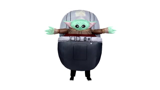 JWC1138 Inflatable Grogu in Pram 360 GIF Rotation