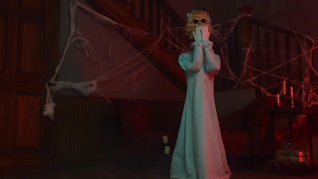 Don’t be fooled by her innocent stance—Peekaboo Penny is full of sinister surprises. Standing 5 feet tall, this animatronic child from Tekky suddenly lifts her hands to reveal a terrifying face and emits a blood-curdling scream that’ll send chills down anyone’s spine.